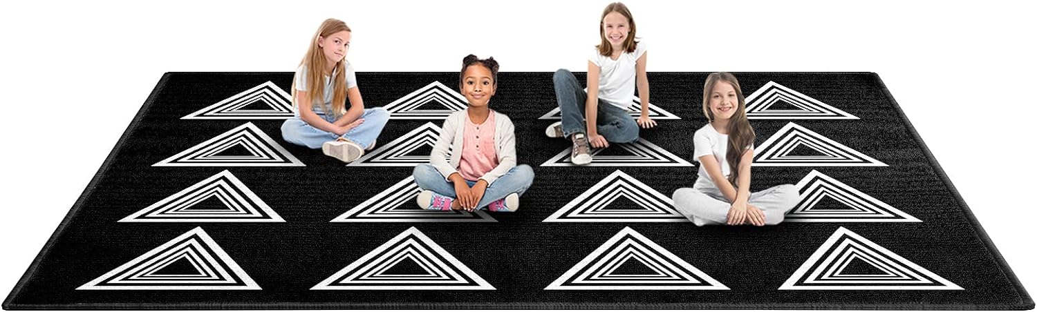 8'5"x6'5" Elementary Triangle Seating Classroom Carpet with 16 Seats Area Rug for School