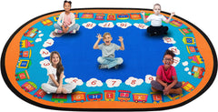 8‘5"x6'5" Oval Elementary Classroom Rugs for Home Learning Area